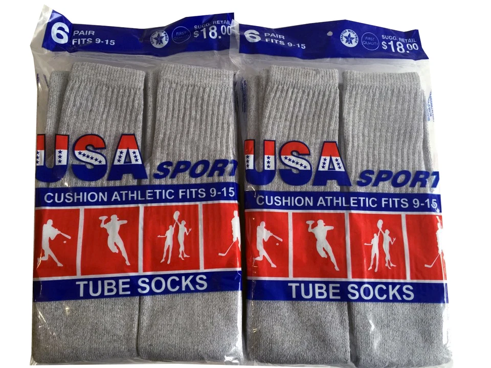 12 pares de calcetines deportivos deportivos deportivos de algodón nuevos para hombre 9-15 hechos en EE. UU. Foto 2 de 4