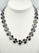 120.12ctw Oval  Round Black Spinel 925 Sterling Silver Statement Necklace 18"