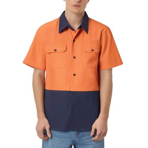 Hi Vis Shirts Short Sleeve Workwear Shirt Light Cotton Hi Vis Safety Work - Picture 3 of 20