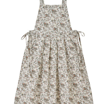Lady Cotton Apron Floral Cover Up with Pockets Wide Strap Kitchen Workwear Retro