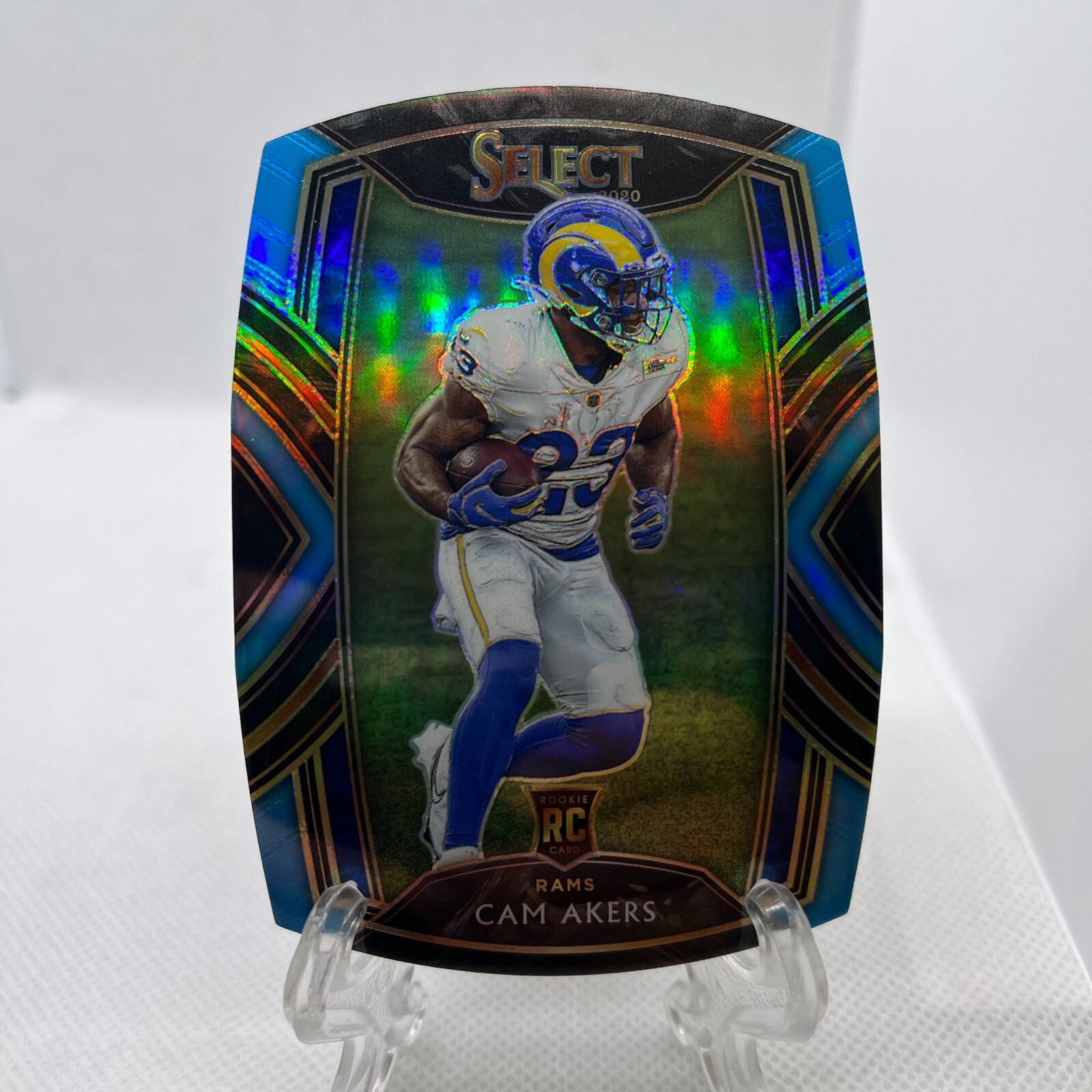 2020 Panini Select Club Level Light Blue Prizm Die-Cut Cam Akers #255 Rookie RC