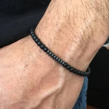 6mm Men Fashion Charm Simple Bracelet Geometric 6mm Hematite Stone Beads Jewelry