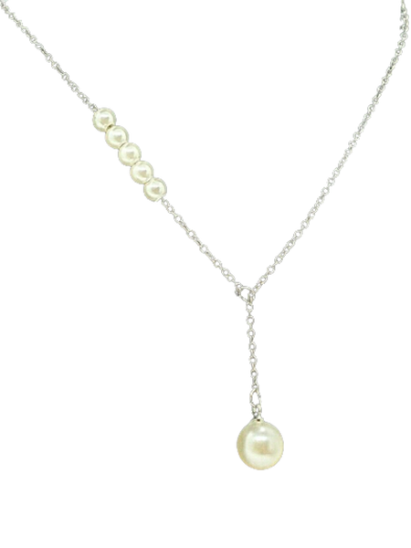 Perlen Lariat Halskette 6 Perlen Versilbert AnhäNger 18 Zoll Kette Schmuck Ve...-image