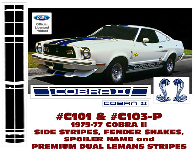 C101 & C103 1975 1976 1977 MUSTANG COBRA II SIDE & DUAL LEMANS STRIPES - PREMIUM
