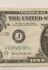 **Error Note** $1 bill, 1963 b, serial number ink error  — photo 3