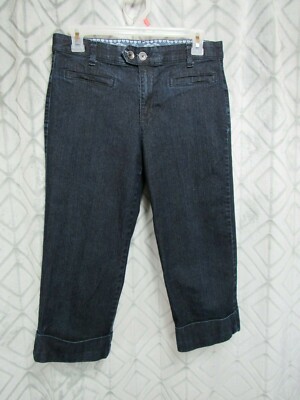 Bandolino Jean Capris Size Blue Stretch Pockets Buttons Zipper Casual  Work