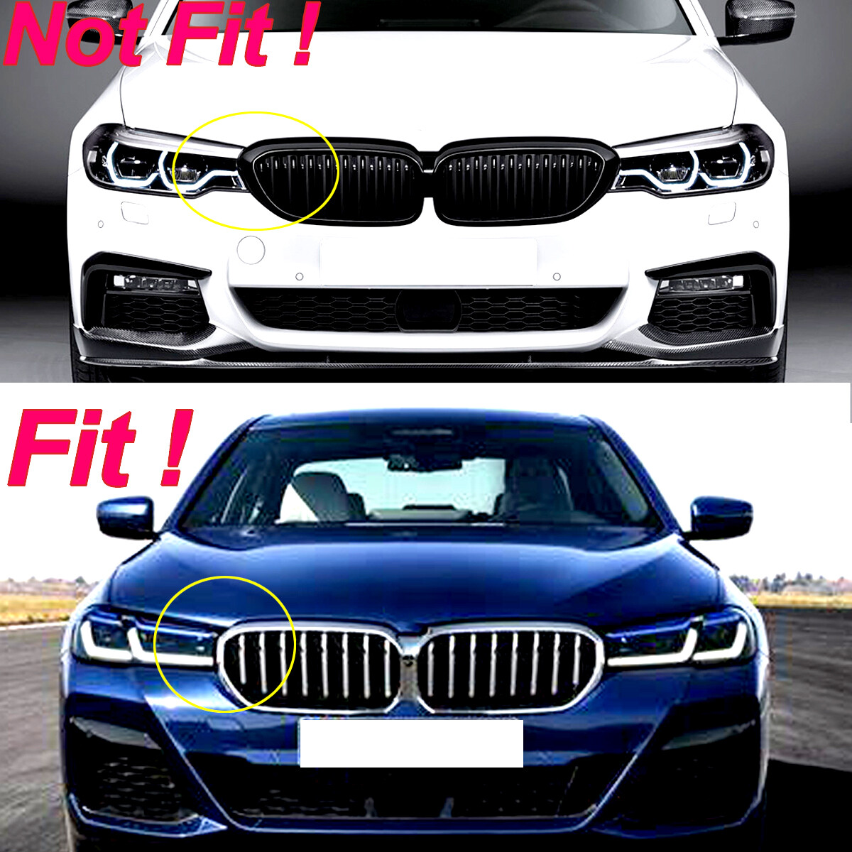 Griglia Frontale Sport Nero Lucido Per BMW G30 G31 G38 5 Series 2017-2019 - Coppia - Foto 4