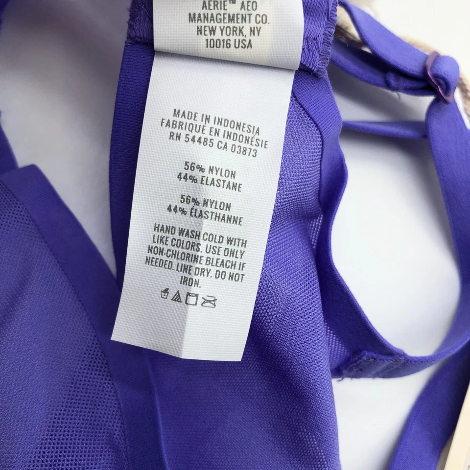 Smoothez by Aerie Bra Balconette Sheer Mesh Unlined Underwire Purple 36D - Image 4 of 4