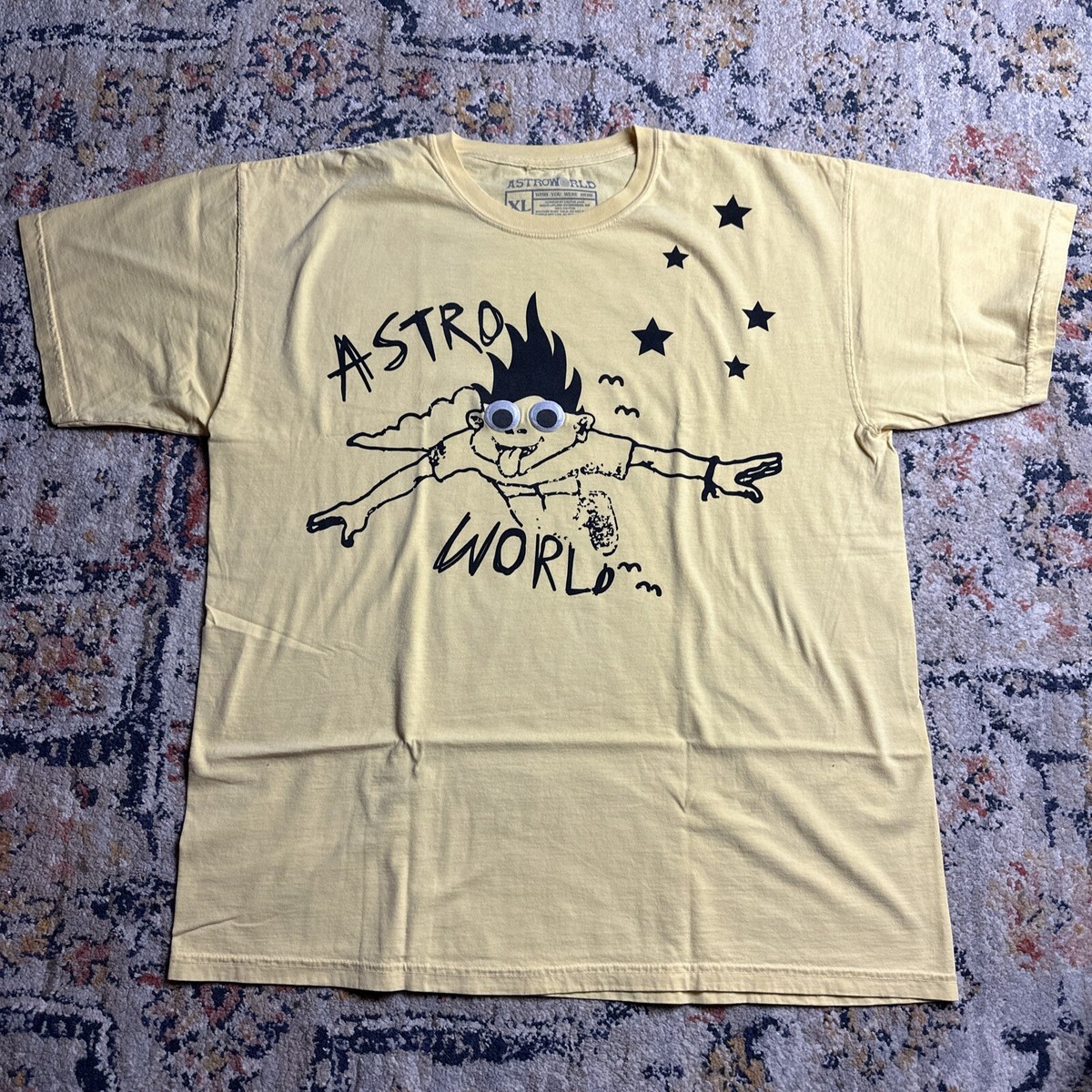 Tシャツ・カットソー Travis Scott Look Mom I Can Fly Tee Yellow Cactus Jack ASTROWORLD T-shirt Look Mom I Can Fly Letter