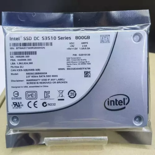 Intel 800GB DC SATAIII SSD S3510 Series 2.5" 800 GB SSDS2BB800G6 SATA - Picture 1 of 2
