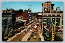 Worcester Ma. Main Street Old Cars Filenes Loews Ballentine Ale Vtg Postcard