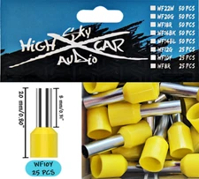 Sky High Car Audio Insulated Aluminum Wire Ferrules 10 Gauge 25 pieces - Yellow