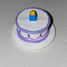 Barbie Pretend Play Food White Cake Purple Piping Candle On Plate Playset Toy