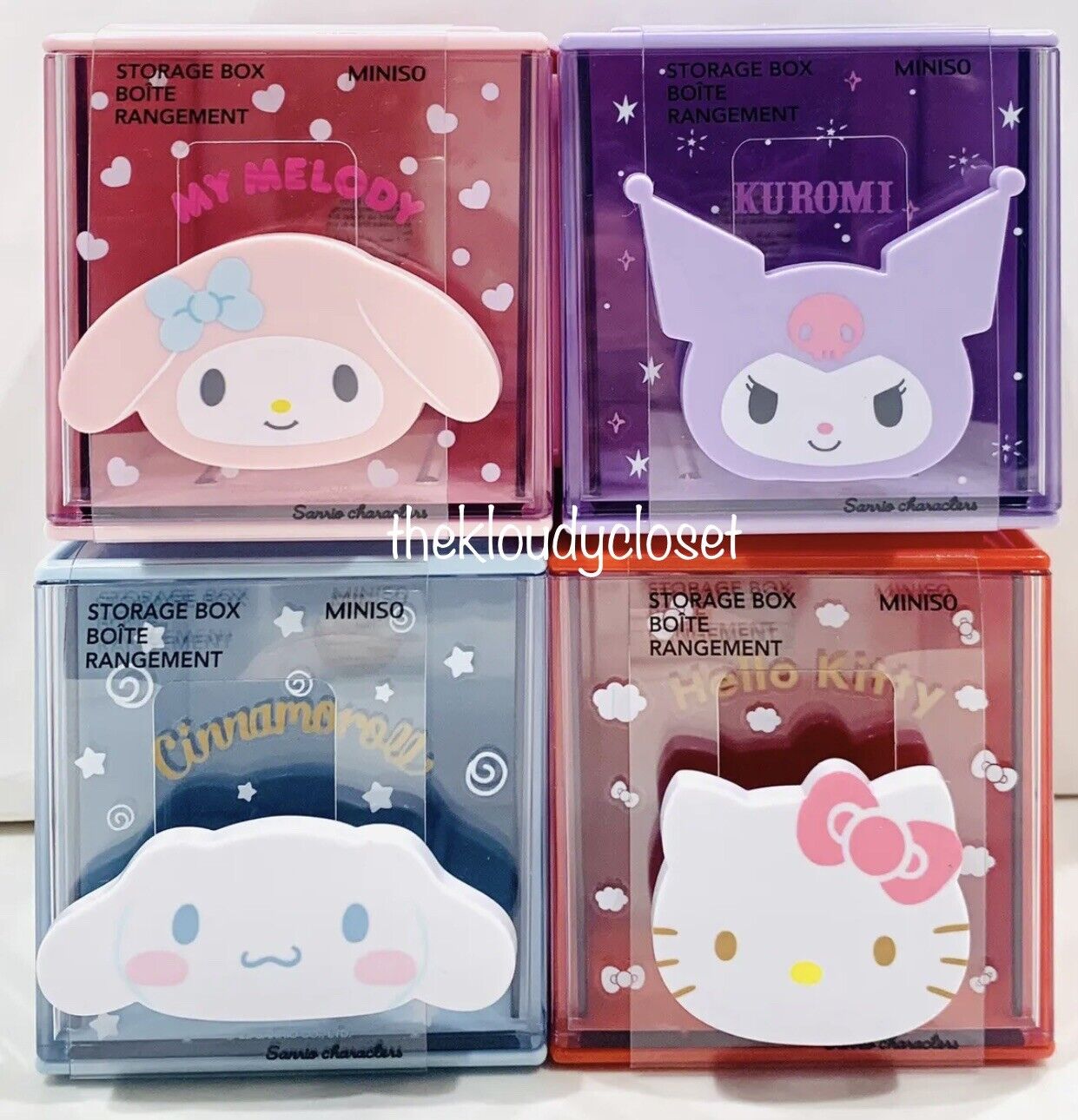 MINISO Sanrio Storage Box Kuromi Cinnamoroll MyMelody Nine-Grid Drawer  Desktop Kawaii Children's Stationery Ornament Arrangement