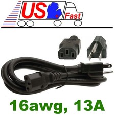 6ft 16awg Heavy Duty Standard Power Cord/Cable PC/Printer/TV IEC320 C13 13A AC