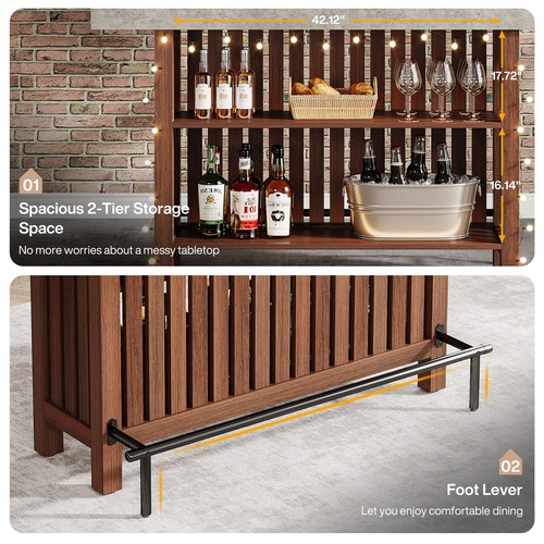 Tribesigns 63-Inch Large Home Bar Unit, 2-Tier Modern Bar Table with Footrest - Picture 8 of 25