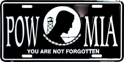 POW MIA License Plate Patriotic USA Veteran Aluminum Embossed Sign Car Tag Auto