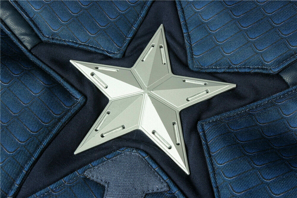 Costume Cosplay Capitan America Per Adulti Uomo - Completo Blu Con Tessuto Edaica - Foto 2