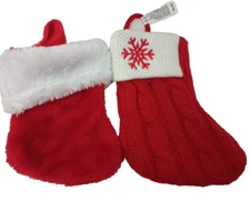 2  Mini Stocking White Top  Gift Card or Small Gift Holder  6 inches New