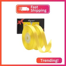 Solid Color Double Faced Yellow Satin Ribbon 1/2" X 50 Yards, Ribbons Perfect fo