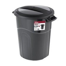 Heavy Duty 20 Gallon Plastic Garbage Can with Lid Black Outdoor Trash Bin