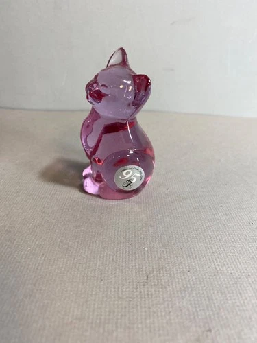 Fenton Dusty Rose Glass Sitting Kitten Figurine 95th Anniversary 3"