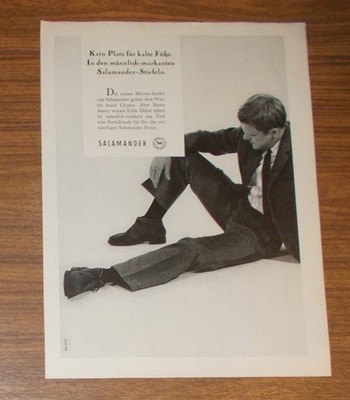 Seltene Werbung vintage SALAMANDER Schuhe - Kein Platz für kalte Füße 1967