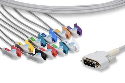 Replacement For EDAN SE-1200 DIRECT-CONNECT EKG CABLES PINCH/GRABBER