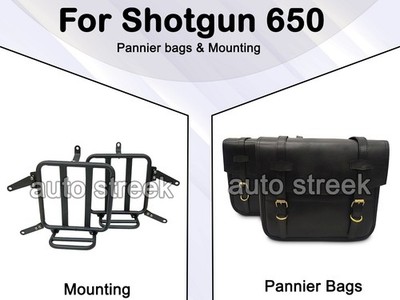 Für Royal Enfield Shotgun 650 Leder Schwarze Farbe Pannier Taschen & Montage