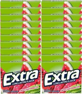 Extra Fruit Sensation Gum, Sweet Watermelon 300 Count (Pack of 1), Green 