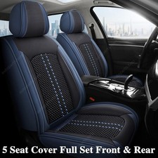 Car 5-seat Covers For 2008-2024 Toyota Tundra Leather Cushion Blue Black
