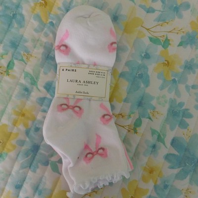 NEW Laura Ashley Women's Quarter Socks 6 Pair Value Pack Sz 9-11 Shoe 4-10 Bows