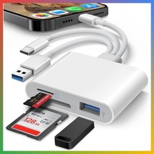 SD Card Reader for iPhone iPad Mac, Lightening  USB-C  USB-A 3 in 1 Memory SD