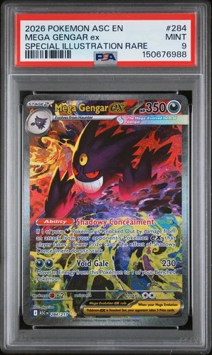2026 POKEMON ASCENDED HEROES ILLUSTRATION RARE #284 MEGA GENGAR EX PSA 9