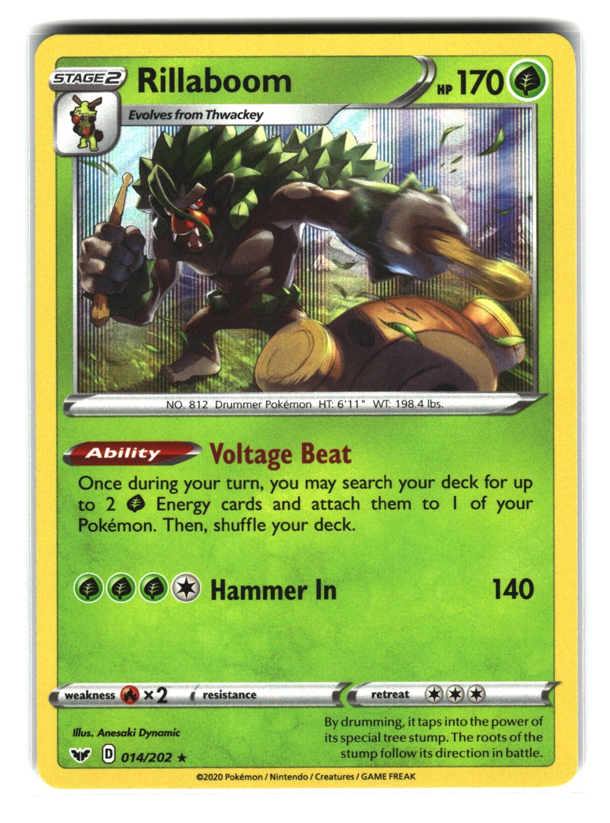 Rillaboom 014/202 Reverse Holo Sword & Shield Pokemon Card