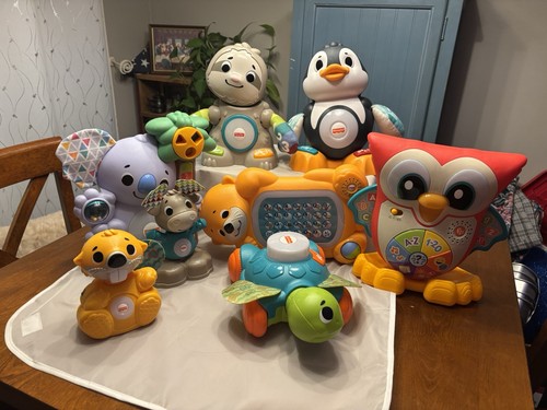 Fisher Price Lot Of 8 Linkimals Sloth Narwhal Penguin Whale Owl Moose + ALL WORK
