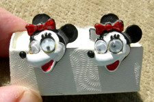 old ANAHEIM CA DISNEY- DISNEYLAND "MINNIE MOUSE" GOOGLY EYES ENAMEL CUFFLINKS
