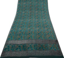 Sushila Vintage Indian Saree 100 Pure Georgette Silk Printed 5 YD Craft Fabric