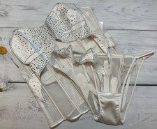 Victoria s Secret Atelier White Crystal Bow Strapless Corset Set 523 XL