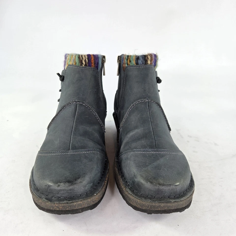 Aetrex Tessa Suéter Corto Botines EE. UU. 9-9.5 Mujeres Azul Nubuck Cuña Baja Cremallera Foto 2 de 4