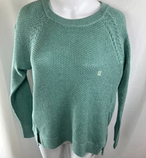 LOFT Teal Textured V Neck Cotton Sweater Women's Size S Cozy Chunky