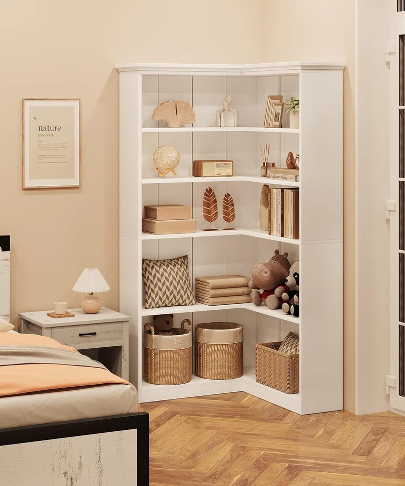 Corner Bookshelf Bookcase 5 Tier Corner Shelf L Shaped Storage Display Rack - image 4 of 4