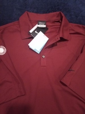 NikeGolf Mens Shslv Dri-Fit Polo Golf Shirt Burgundy L NWT Allegany Tag Slv