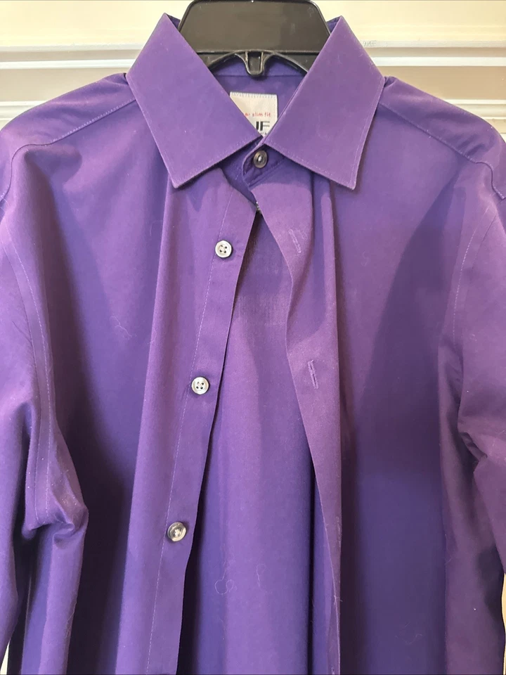 Camisa de hombre púrpura manga larga súper ajustada 14-14,5 32-33 pequeña con botones Foto 3 de 4