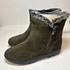 Easy Spirit Womens 7 M Dark Green Suede Adabelle Fur Cuff Winter Boots NIB JA7