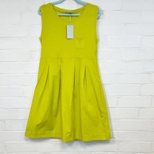 COS Dress Bright Yellow Cotton A-line Pleated Skirt Short Sleeve Size M