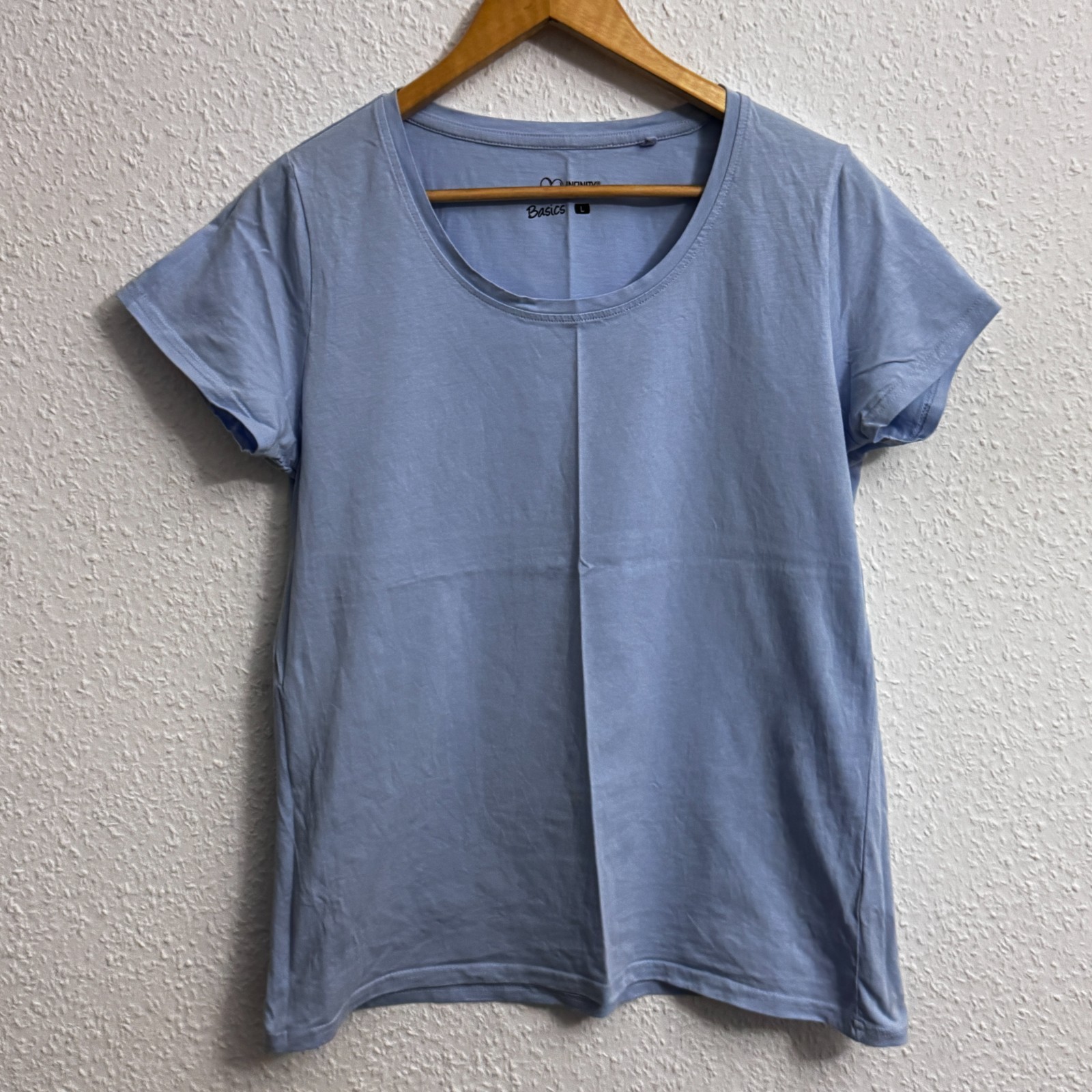 Infinity Woman "We Love Basics" Light Blue T-Shirt - Size Large image 2