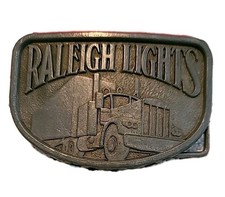Vtg Raleigh Lights Cigarettes Tobacco Semi Truck Trucking 1970's Belt Buckle