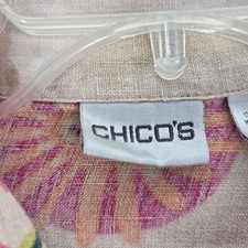 Chico's Button Up Womens Size 2 Jacket Tan Floral Animal Print 100 Linen