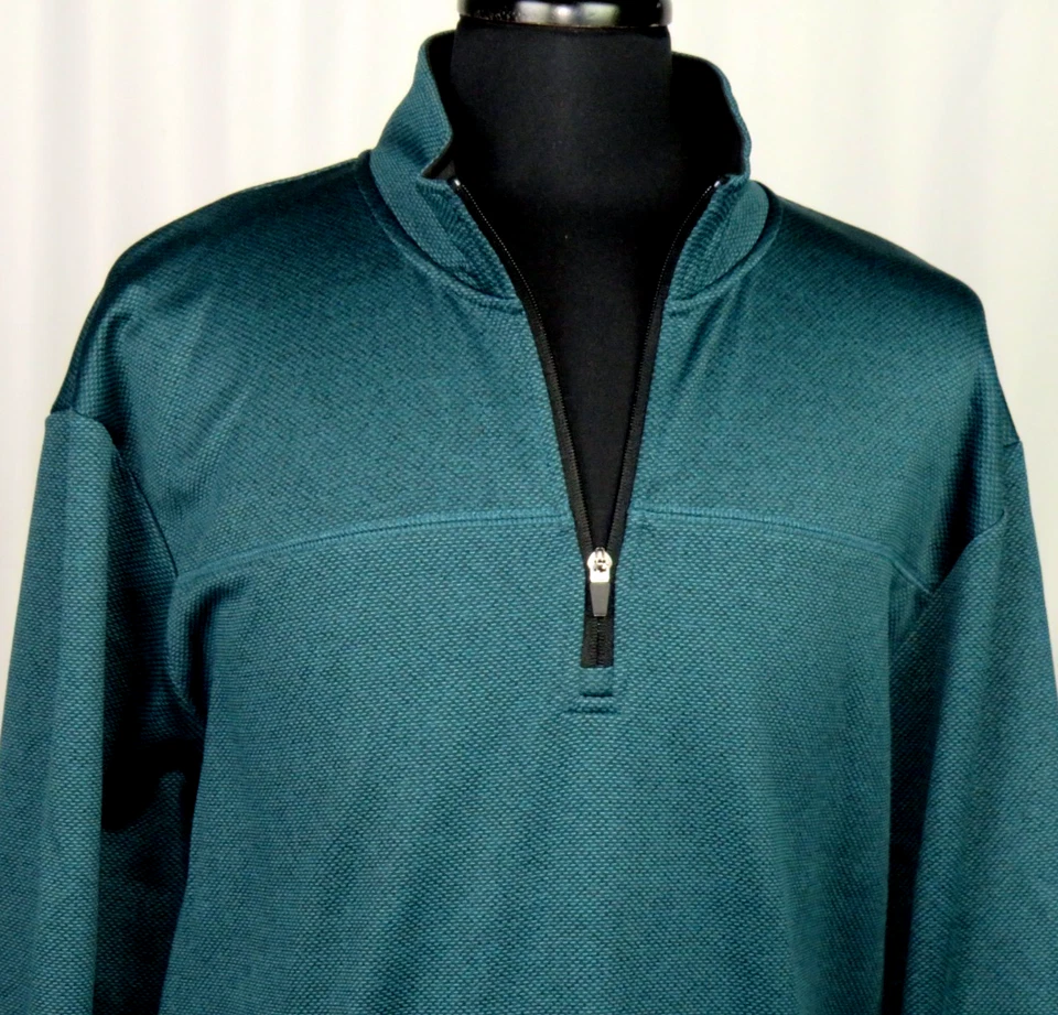 CALLAWAY 100% 聚酯纤维绿色拉 1/4 拉链运动高尔夫夹克男式 XXL — 第 2/4 张图片